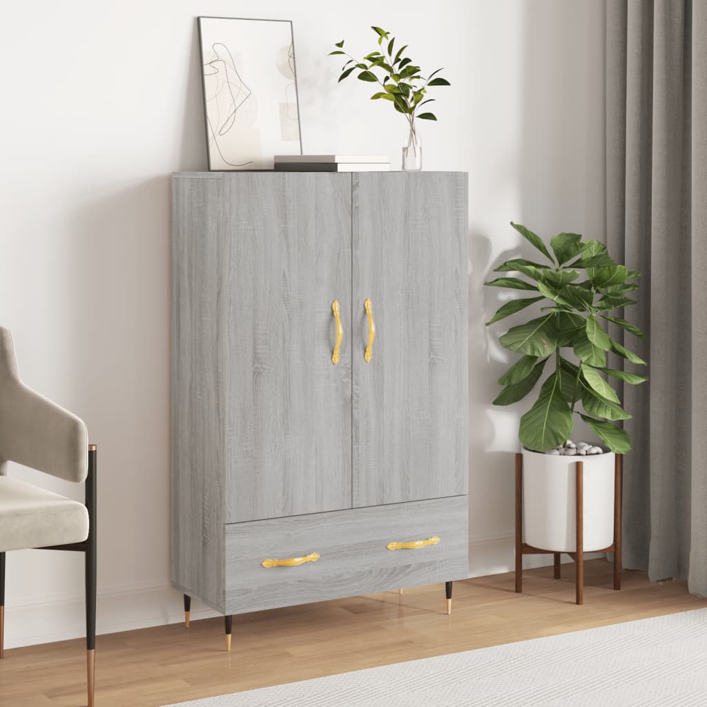 Credenza alta Sonoma grigia 69,5x31x115 cm in derivati ​​del legno