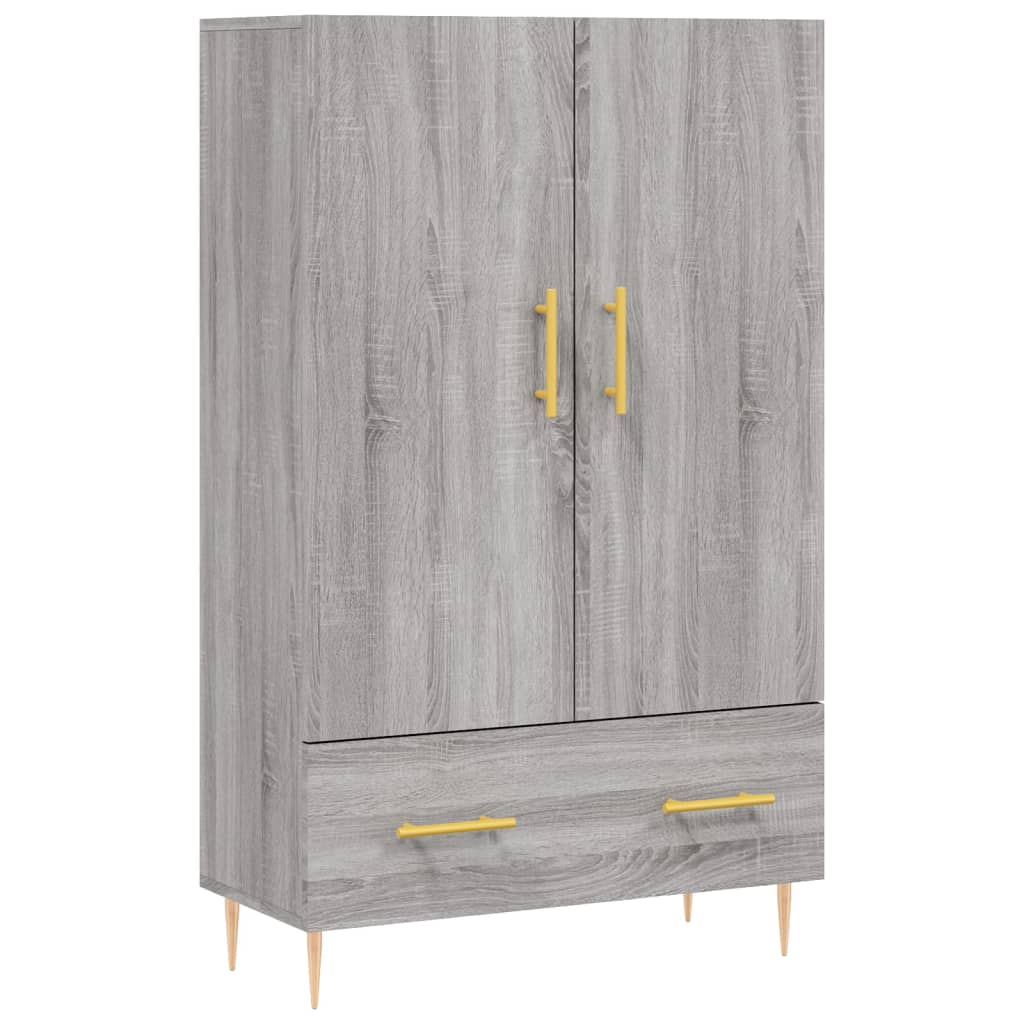 Credenza alta Sonoma grigia 69,5x31x115 cm in derivati ​​del legno