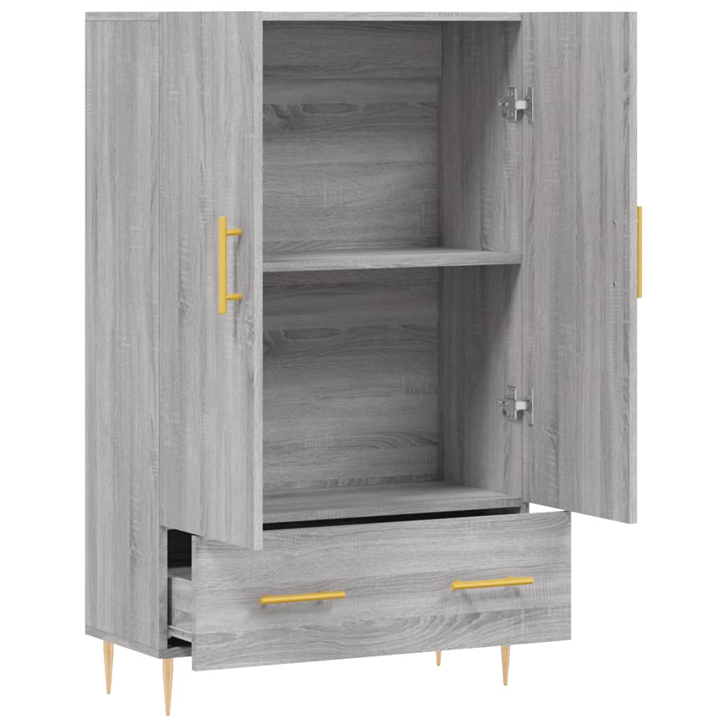 Credenza alta Sonoma grigia 69,5x31x115 cm in derivati ​​del legno