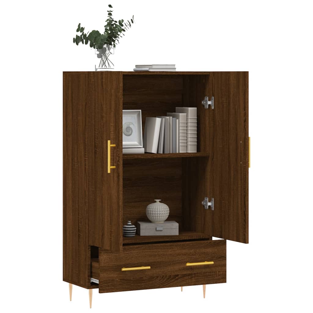 Buffet haut chêne marron 69,5x31x115 cm bois d'ingénierie