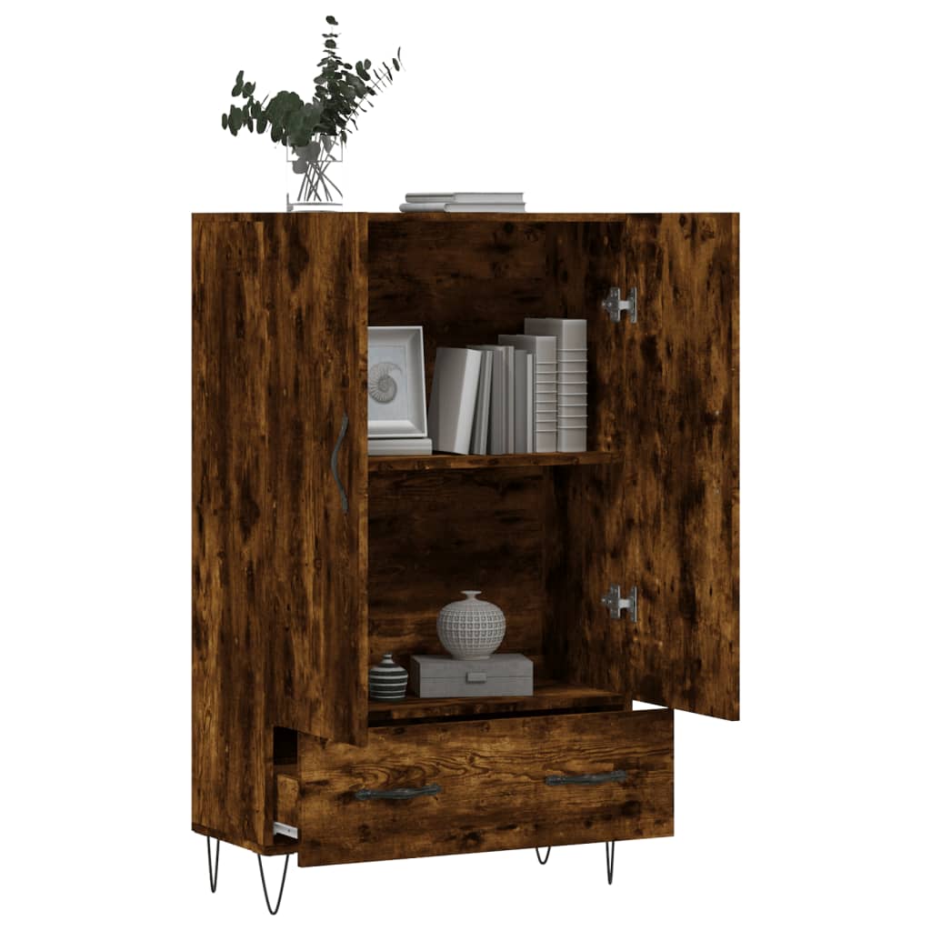 Buffet haut chêne fumé 69,5x31x115 cm bois d'ingénierie