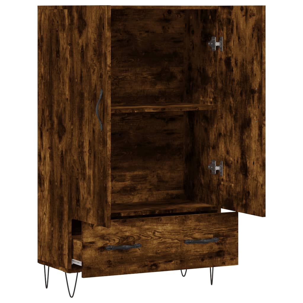 Buffet haut chêne fumé 69,5x31x115 cm bois d'ingénierie