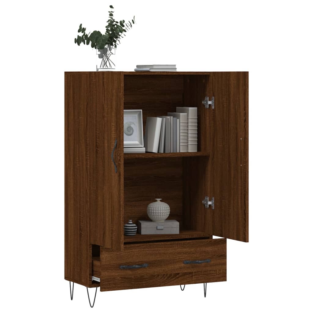 Buffet haut chêne marron 69,5x31x115 cm bois d'ingénierie