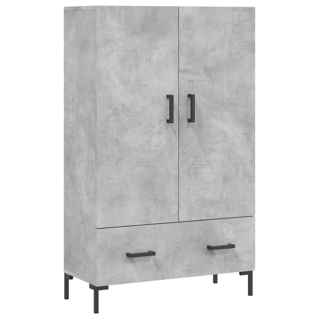 Credenza alta grigio cemento 69,5x31x115 cm in derivati ​​del legno