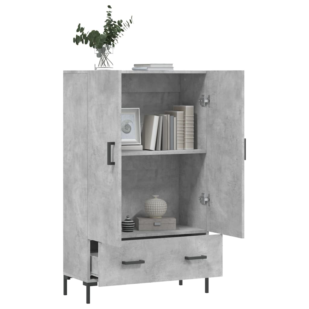 Credenza alta grigio cemento 69,5x31x115 cm in derivati ​​del legno