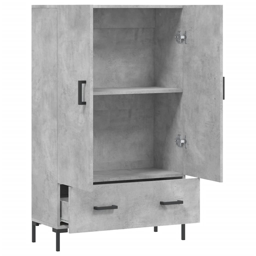 Credenza alta grigio cemento 69,5x31x115 cm in derivati ​​del legno