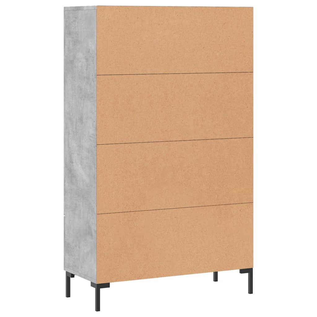 Credenza alta grigio cemento 69,5x31x115 cm in derivati ​​del legno