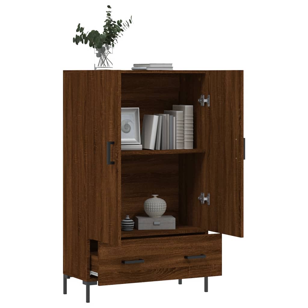 Buffet haut chêne marron 69,5x31x115 cm bois d'ingénierie