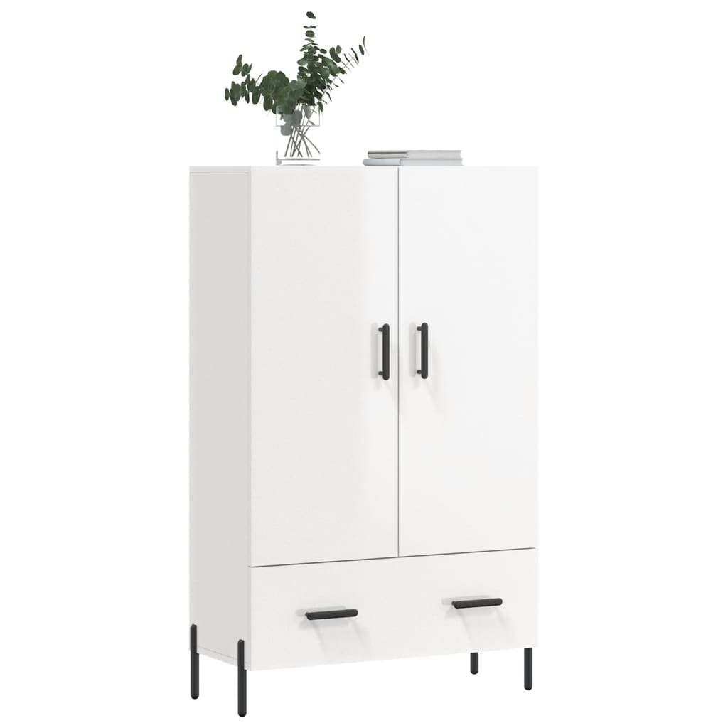 Buffet haut blanc brillant 69,5x31x115 cm bois d'ingénierie