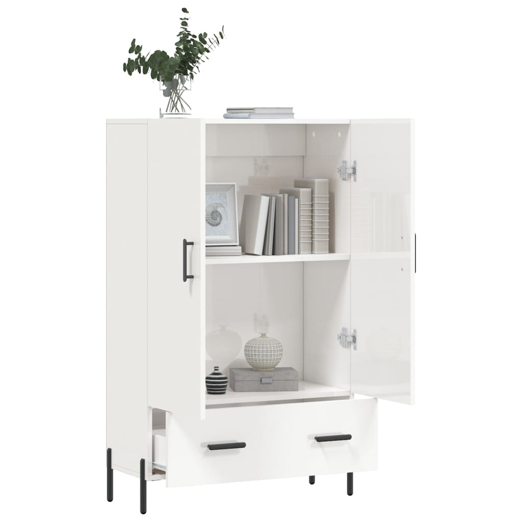 Shiny white high buffet 69.5x31x115 cm Engineering wood