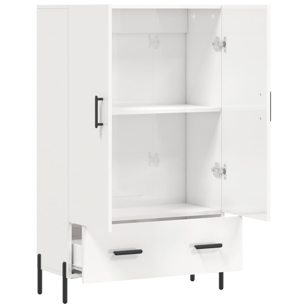 Shiny white high buffet 69.5x31x115 cm Engineering wood