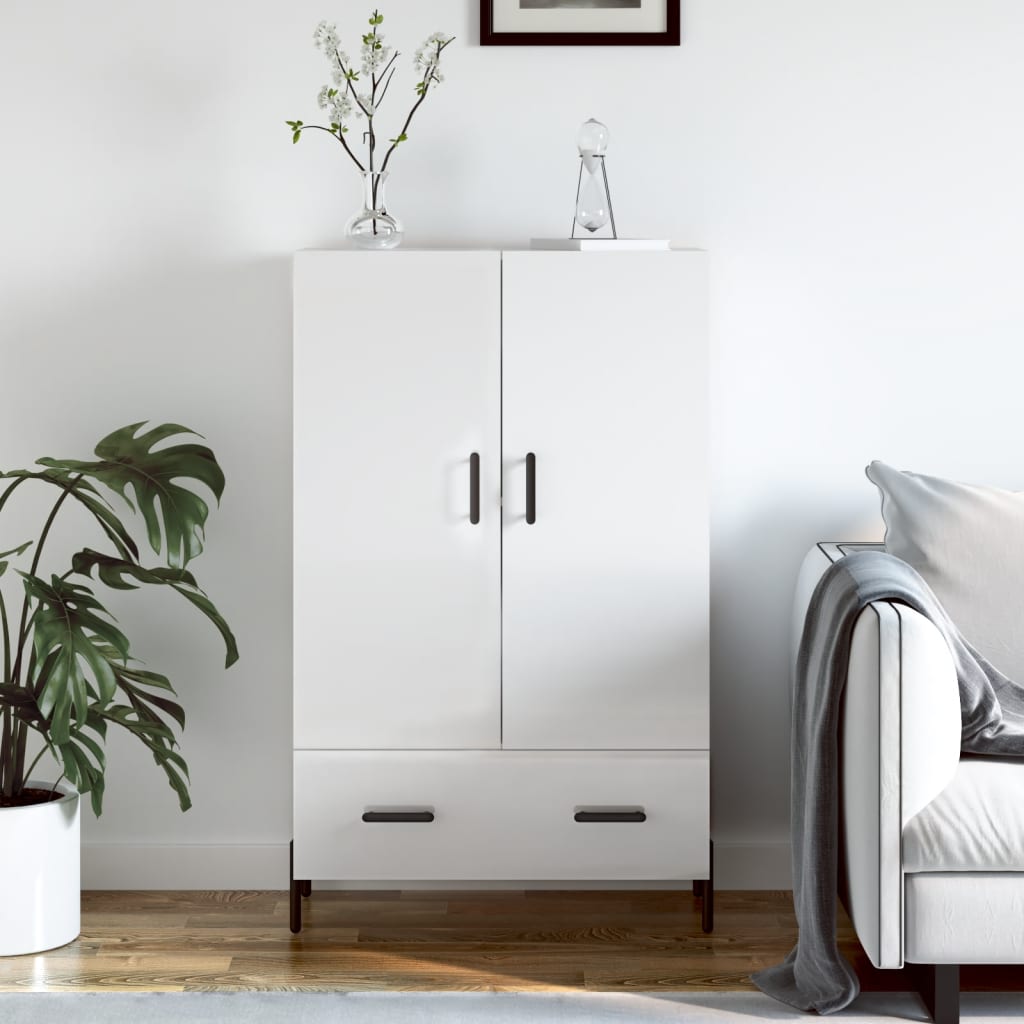 Credenza bianca lucida 69,5x31x115 cm in MDF