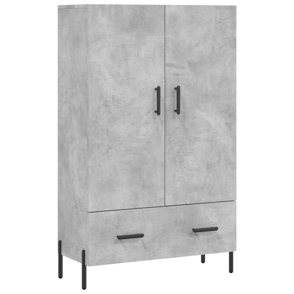 Credenza alta grigio cemento 69,5x31x115 cm in derivati ​​del legno