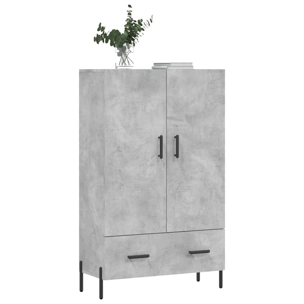 Credenza alta grigio cemento 69,5x31x115 cm in derivati ​​del legno