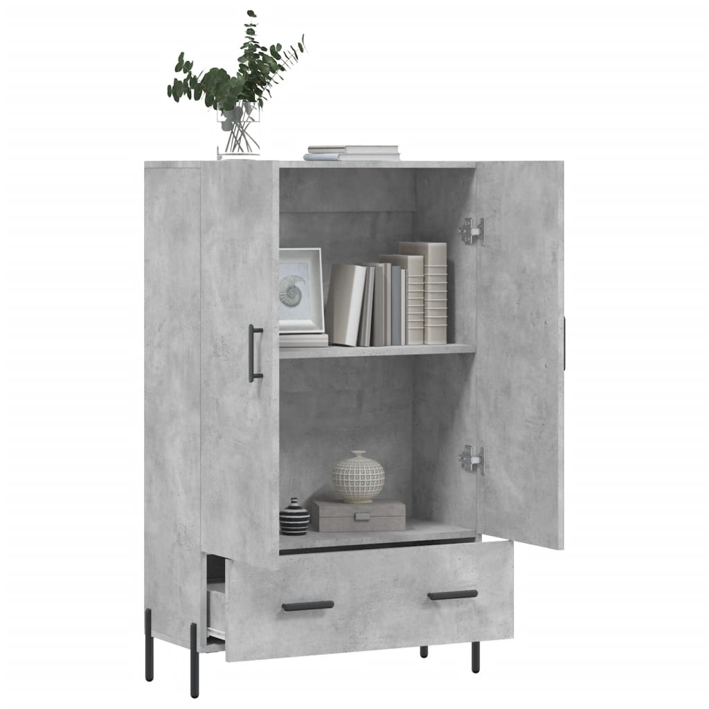 Credenza alta grigio cemento 69,5x31x115 cm in derivati ​​del legno