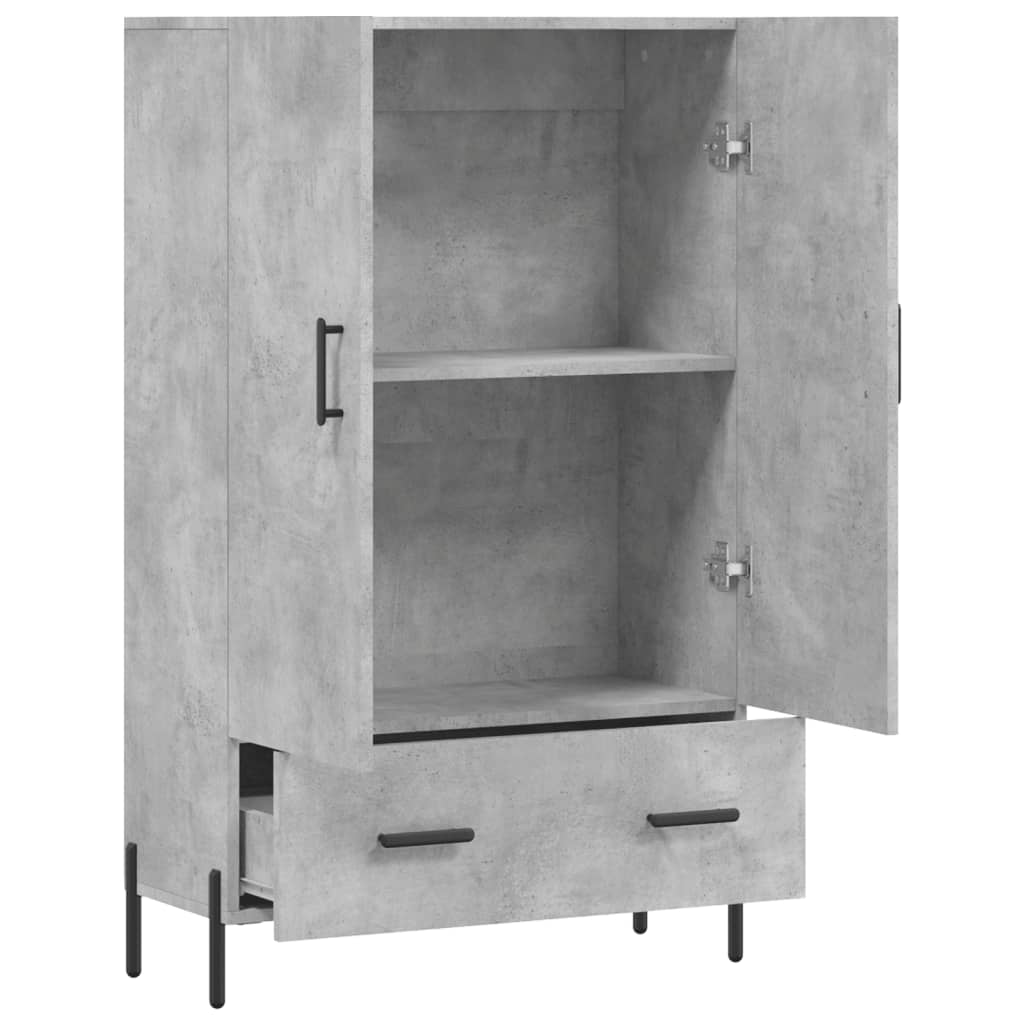 Credenza alta grigio cemento 69,5x31x115 cm in derivati ​​del legno