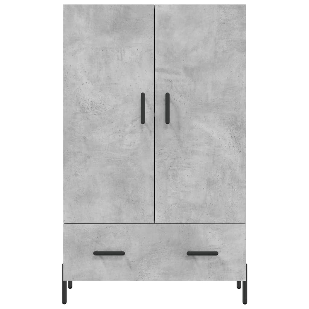 Credenza alta grigio cemento 69,5x31x115 cm in derivati ​​del legno