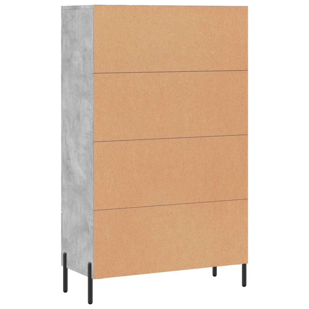 Credenza alta grigio cemento 69,5x31x115 cm in derivati ​​del legno