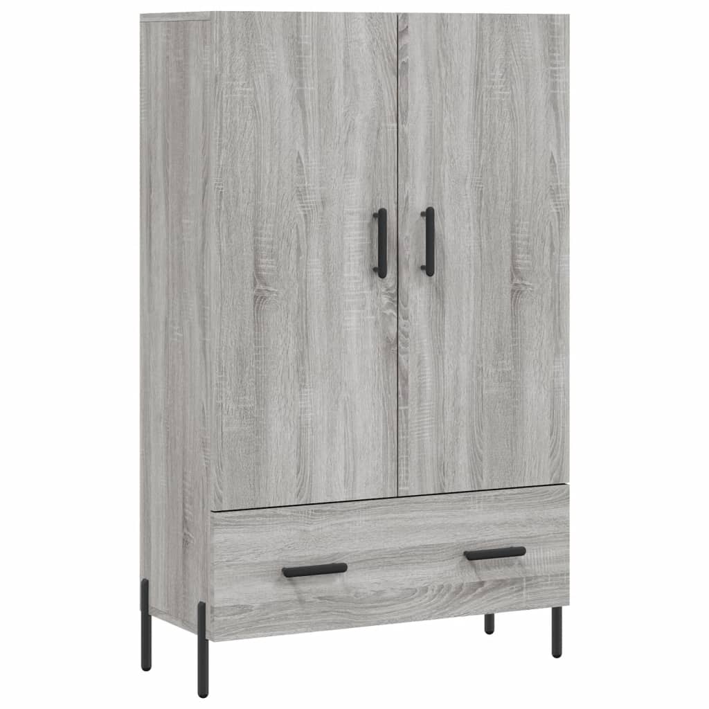 Credenza alta Sonoma grigia 69,5x31x115 cm in derivati ​​del legno