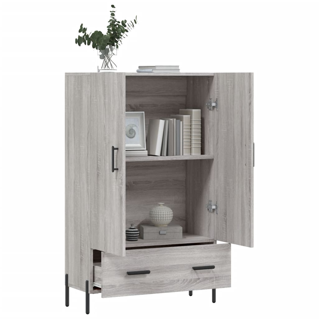 Credenza alta Sonoma grigia 69,5x31x115 cm in derivati ​​del legno