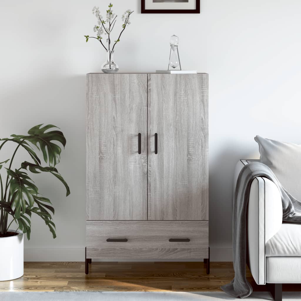 Credenza alta Sonoma grigia 69,5x31x115 cm in derivati ​​del legno