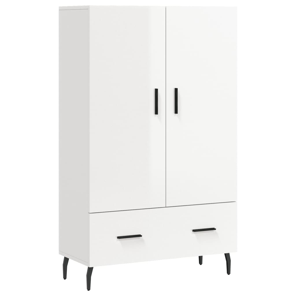 Buffet haut blanc brillant 69,5x31x115 cm bois d'ingénierie