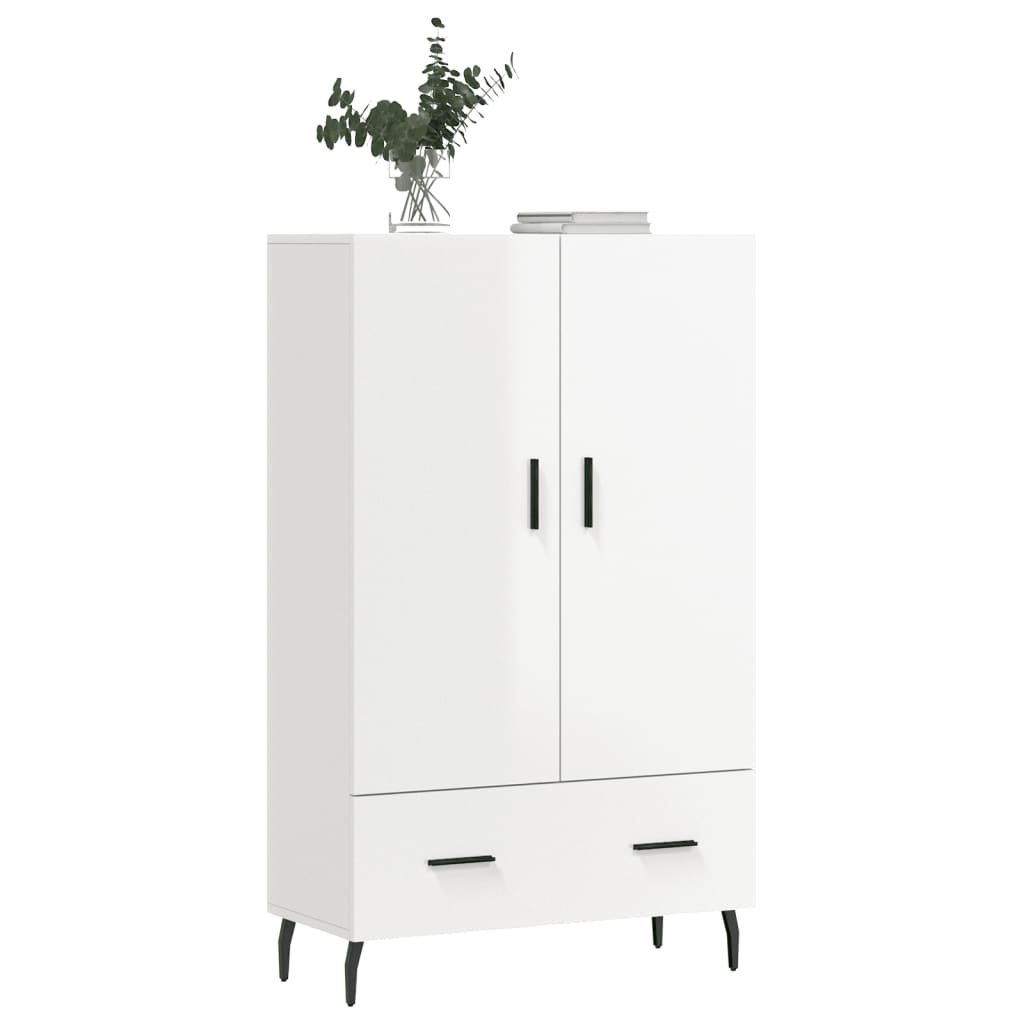 Buffet haut blanc brillant 69,5x31x115 cm bois d'ingénierie