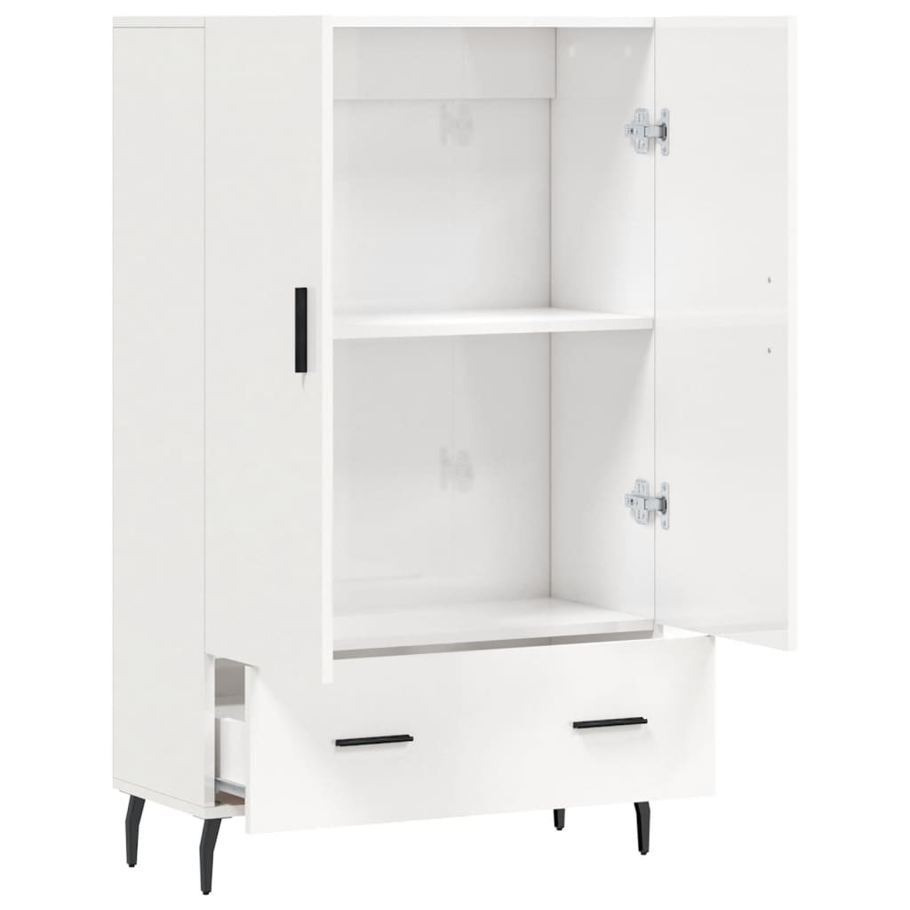 Buffet haut blanc brillant 69,5x31x115 cm bois d'ingénierie