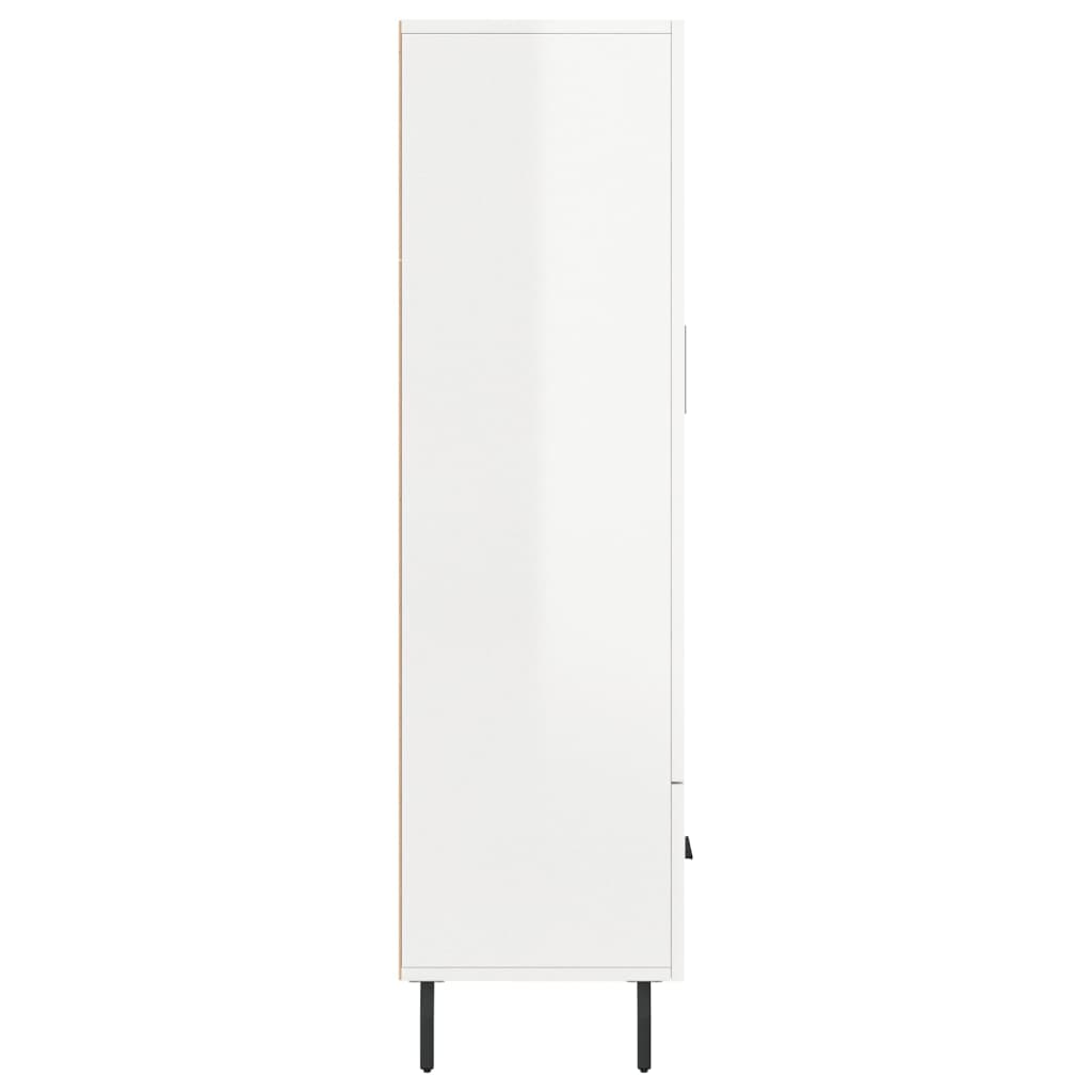 Buffet haut blanc brillant 69,5x31x115 cm bois d'ingénierie