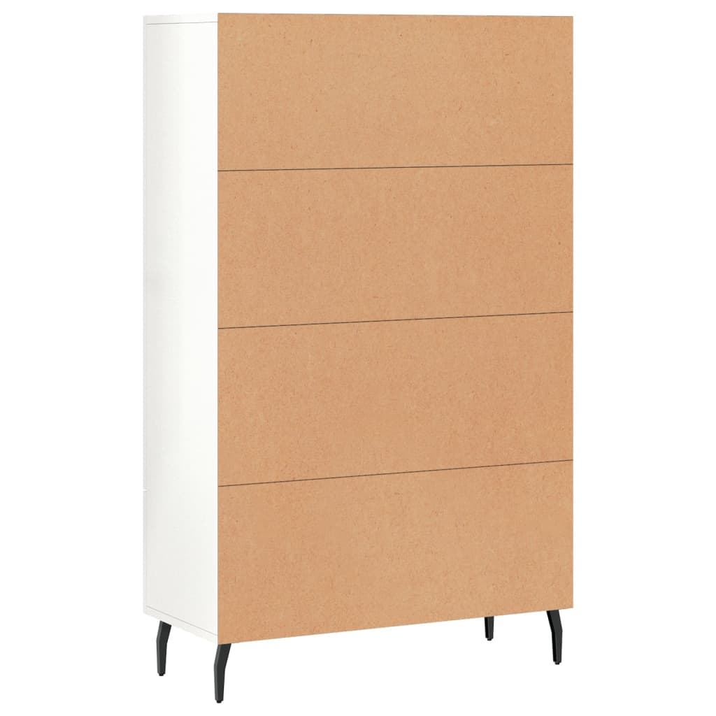 Buffet haut blanc brillant 69,5x31x115 cm bois d'ingénierie