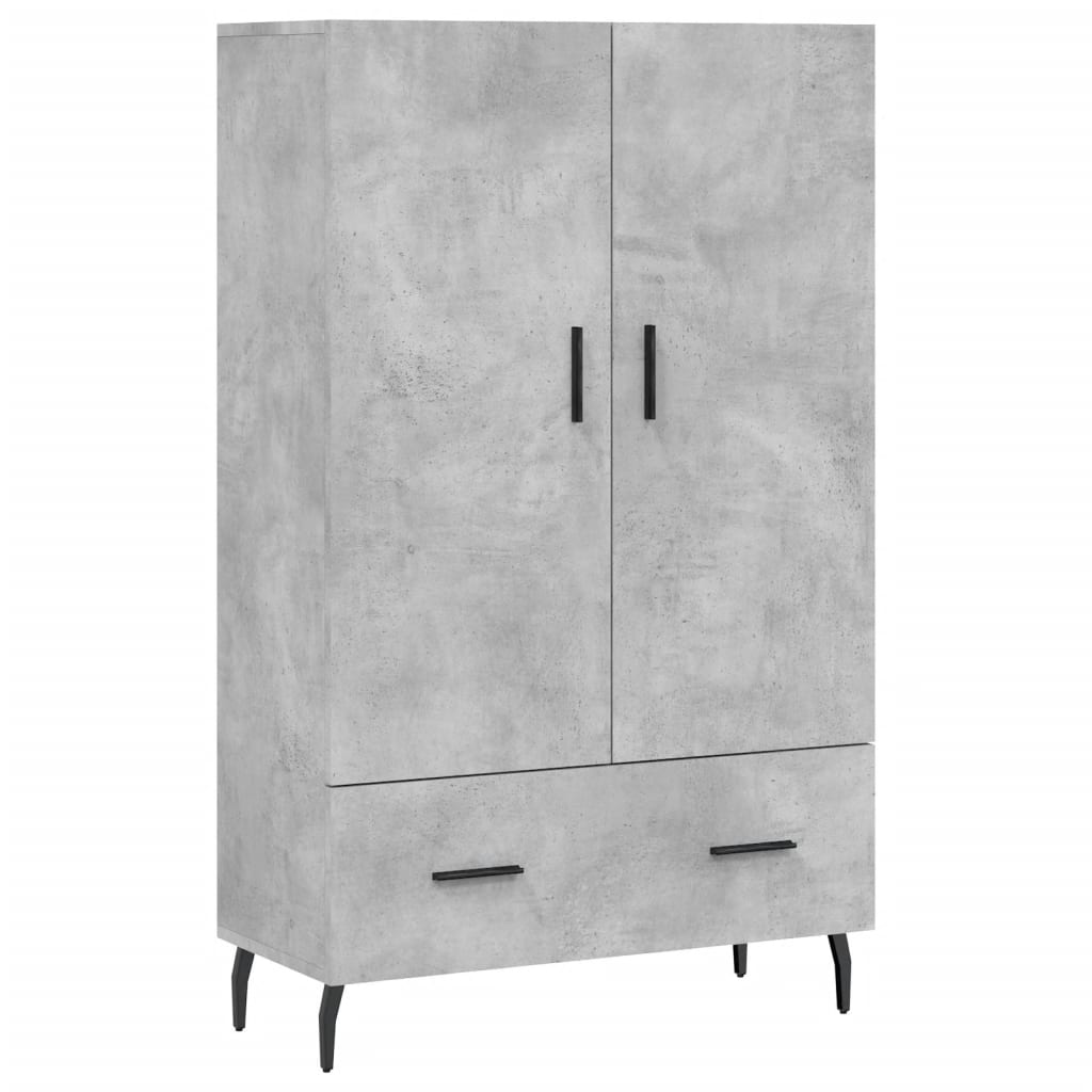 Credenza alta grigio cemento 69,5x31x115 cm in derivati ​​del legno