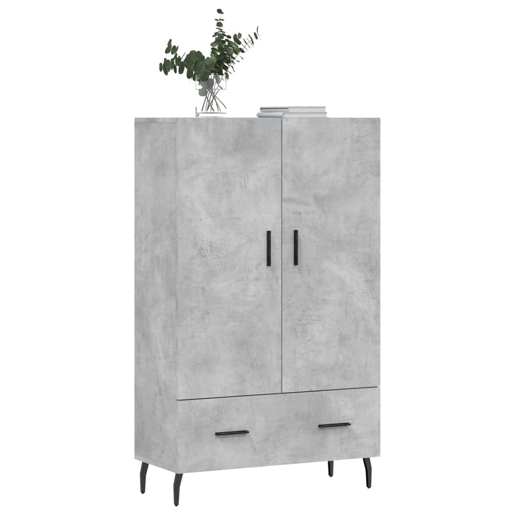 Credenza alta grigio cemento 69,5x31x115 cm in derivati ​​del legno