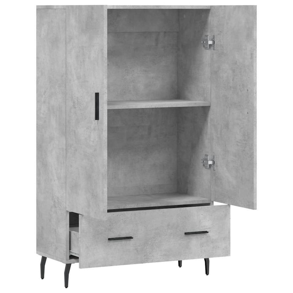 Credenza alta grigio cemento 69,5x31x115 cm in derivati ​​del legno