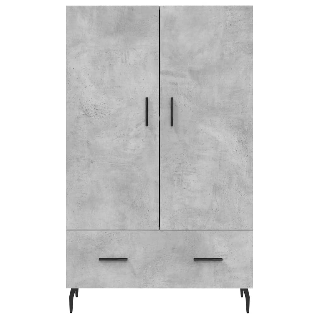 Credenza alta grigio cemento 69,5x31x115 cm in derivati ​​del legno