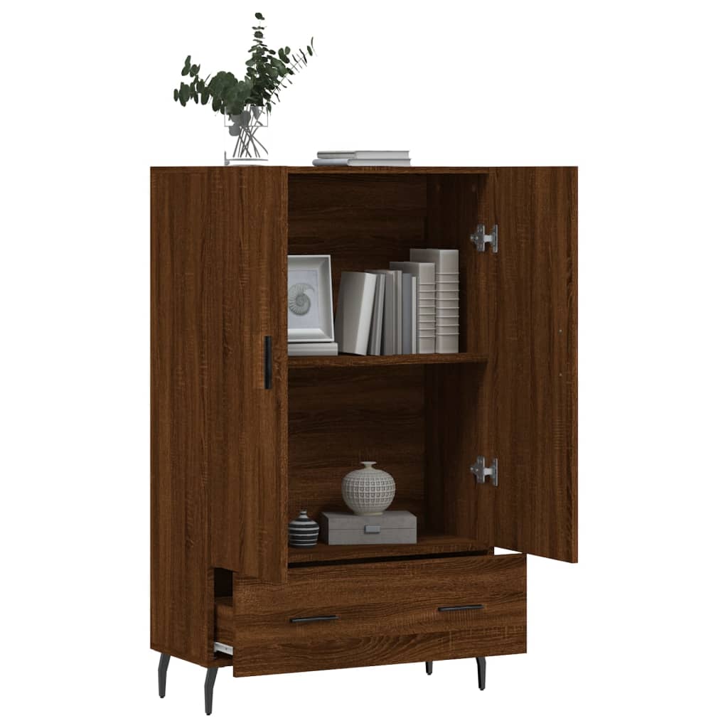 Buffet haut chêne marron 69,5x31x115 cm bois d'ingénierie