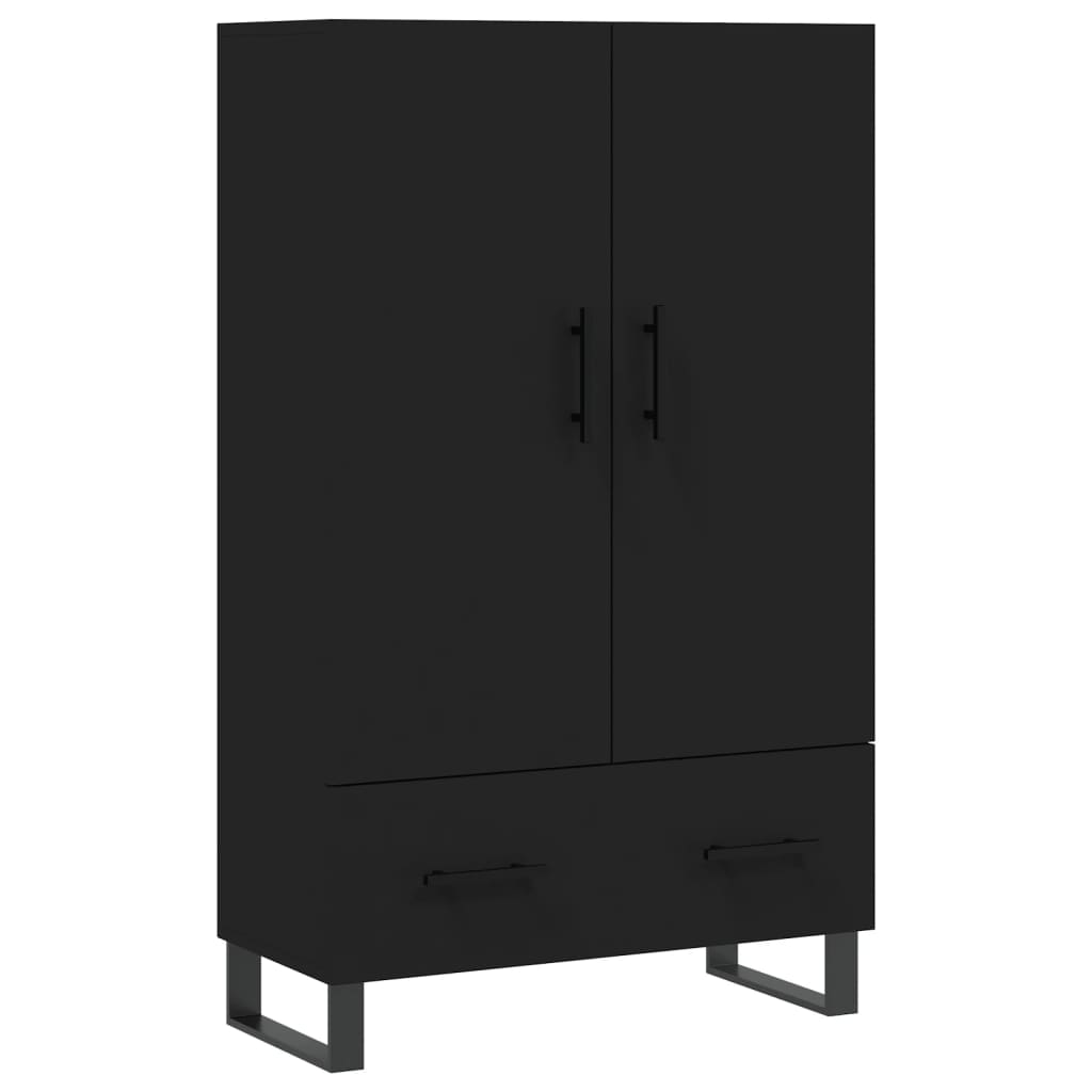 Credenza alta nera 69,5x31x115 cm in derivati ​​del legno