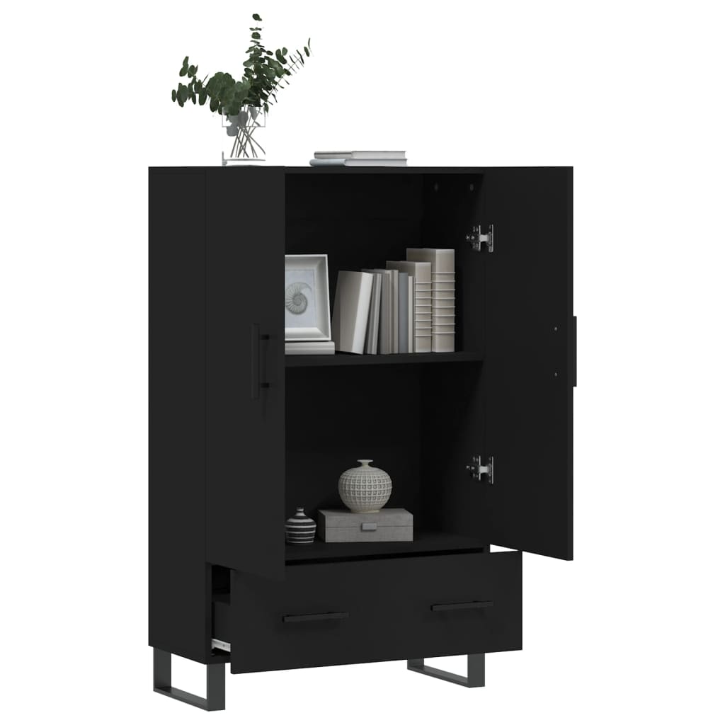 Black upper buffet 69.5x31x115 cm engineering wood