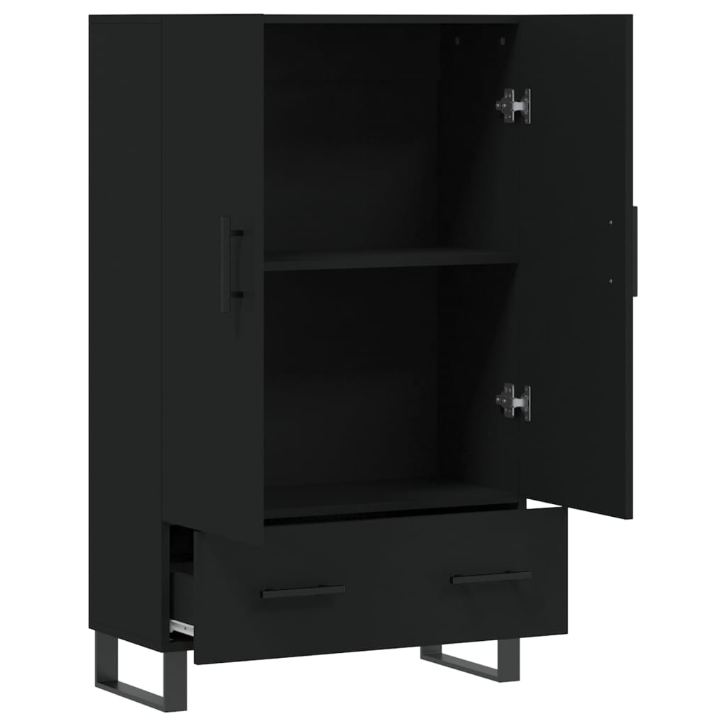 Black upper buffet 69.5x31x115 cm engineering wood