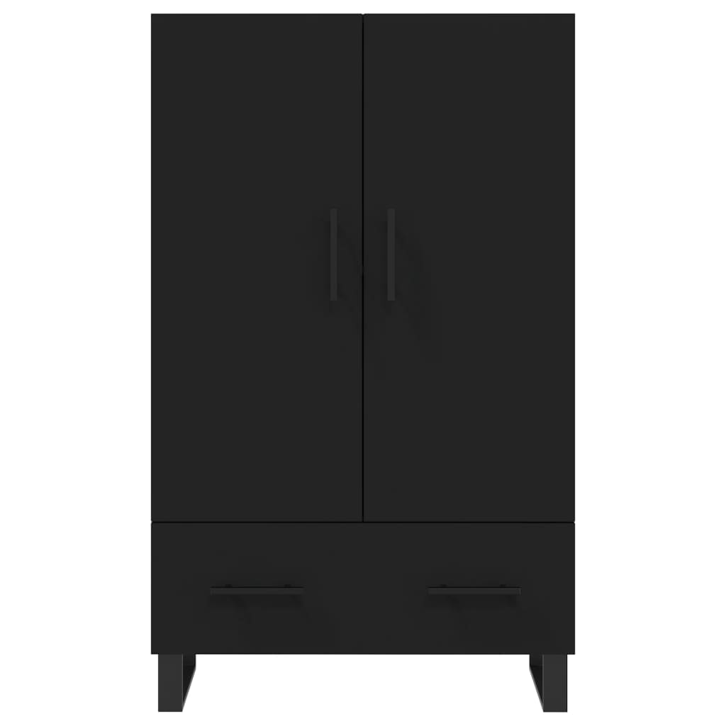 Credenza alta nera 69,5x31x115 cm in derivati ​​del legno