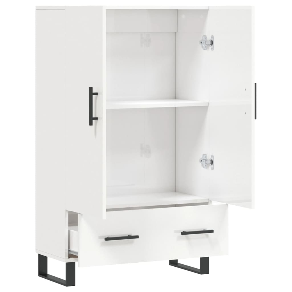 Shiny white high buffet 69.5x31x115 cm Engineering wood