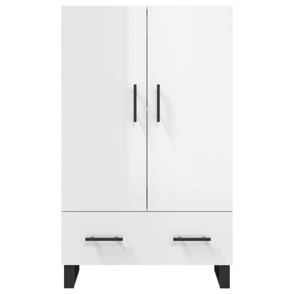 Buffet haut blanc brillant 69,5x31x115 cm bois d'ingénierie