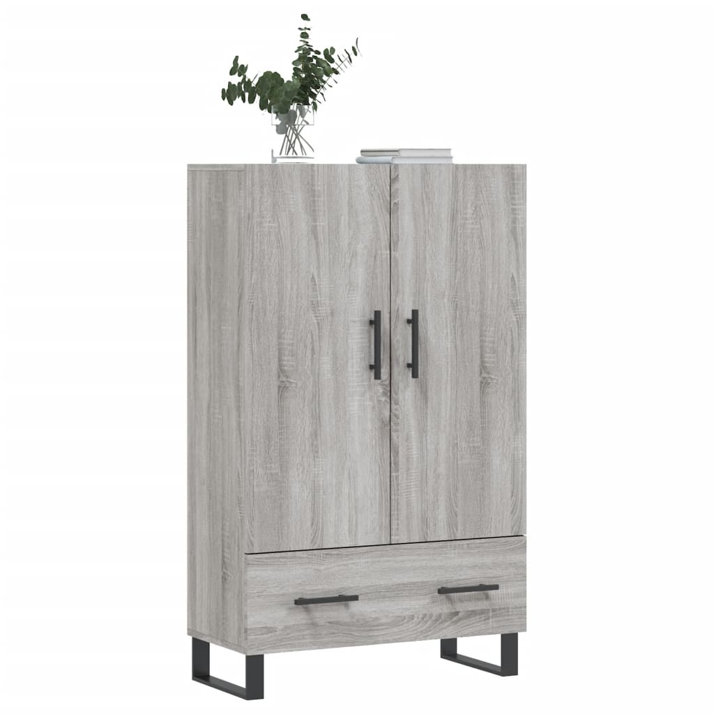 Credenza alta Sonoma grigia 69,5x31x115 cm in derivati ​​del legno