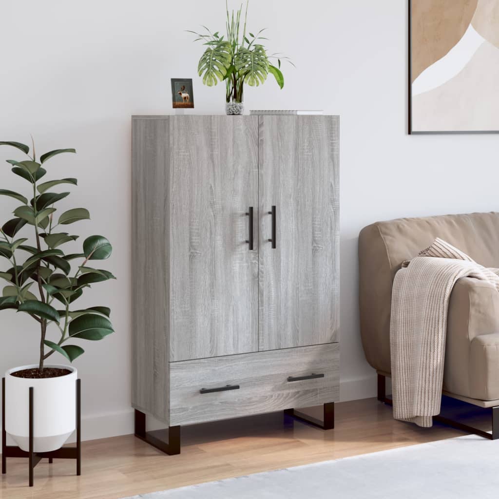 Credenza alta Sonoma grigia 69,5x31x115 cm in derivati ​​del legno