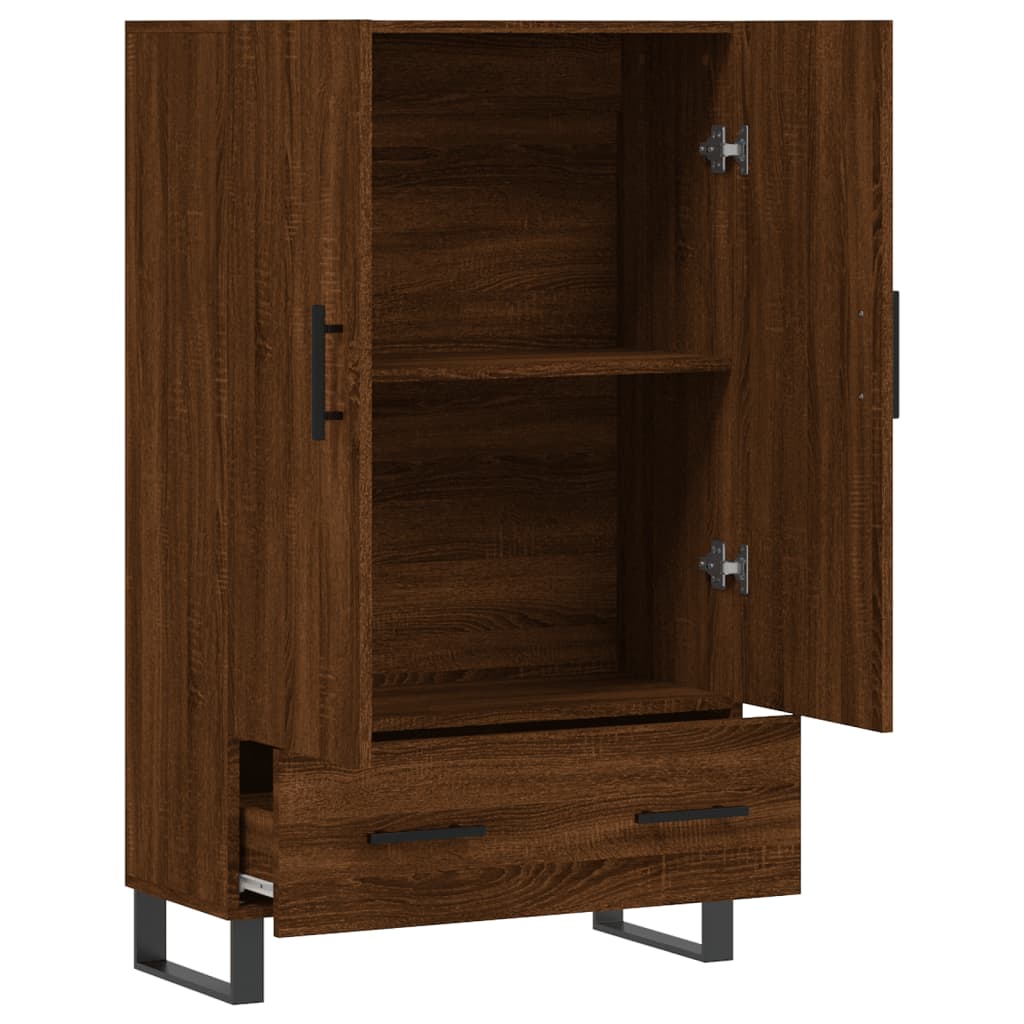 Buffet haut chêne marron 69,5x31x115 cm bois d'ingénierie