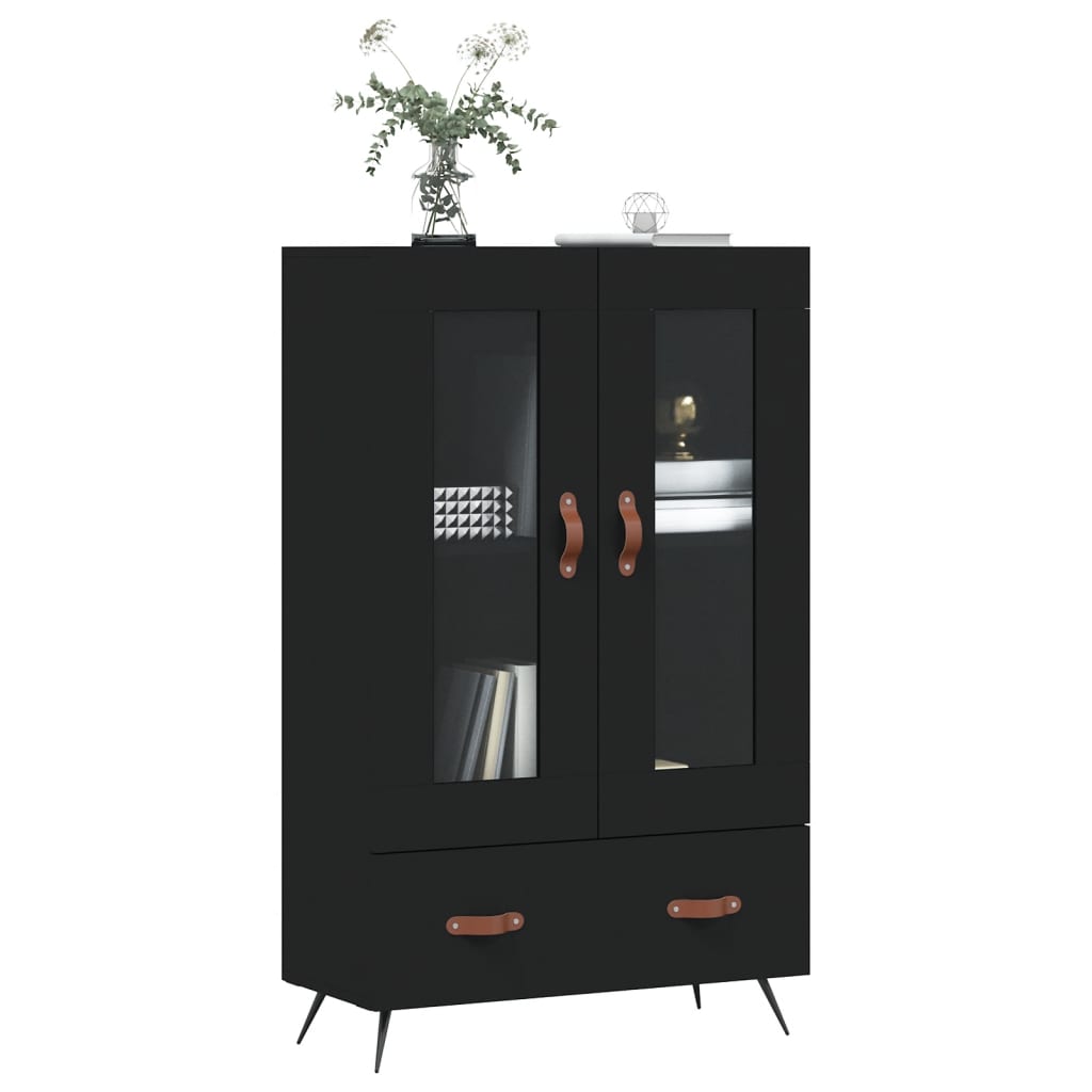 Black upper buffet 69.5x31x115 cm engineering wood