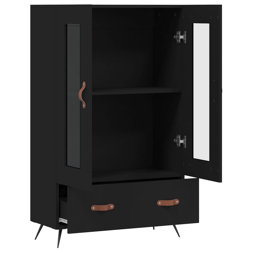 Black upper buffet 69.5x31x115 cm engineering wood