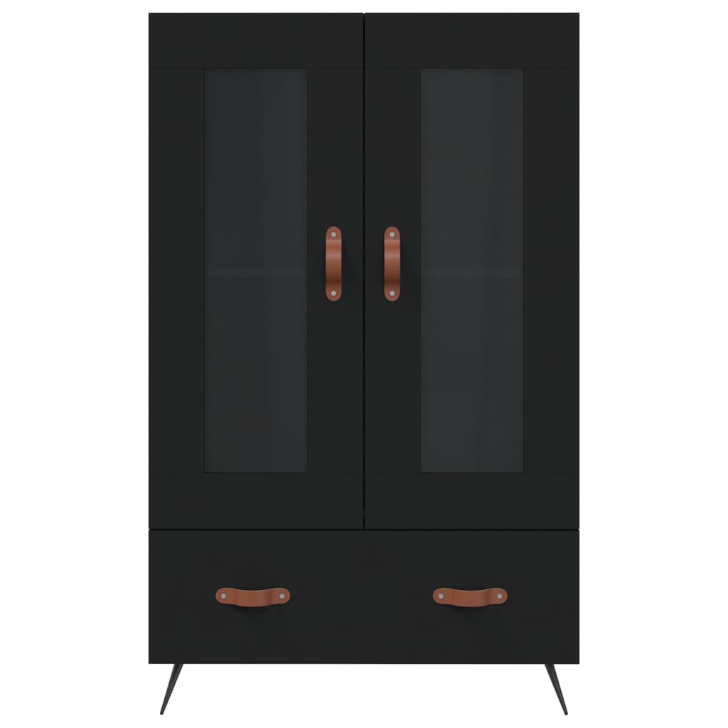 Buffet haut noir 69,5x31x115 cm bois d'ingénierie