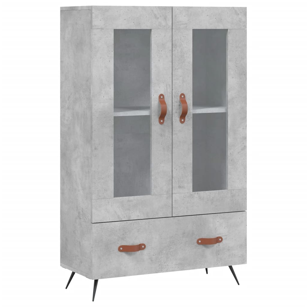 Credenza alta grigio cemento 69,5x31x115 cm in derivati ​​del legno