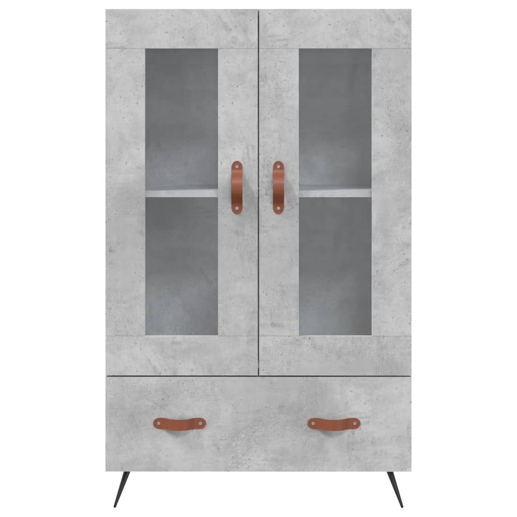 Credenza alta grigio cemento 69,5x31x115 cm in derivati ​​del legno