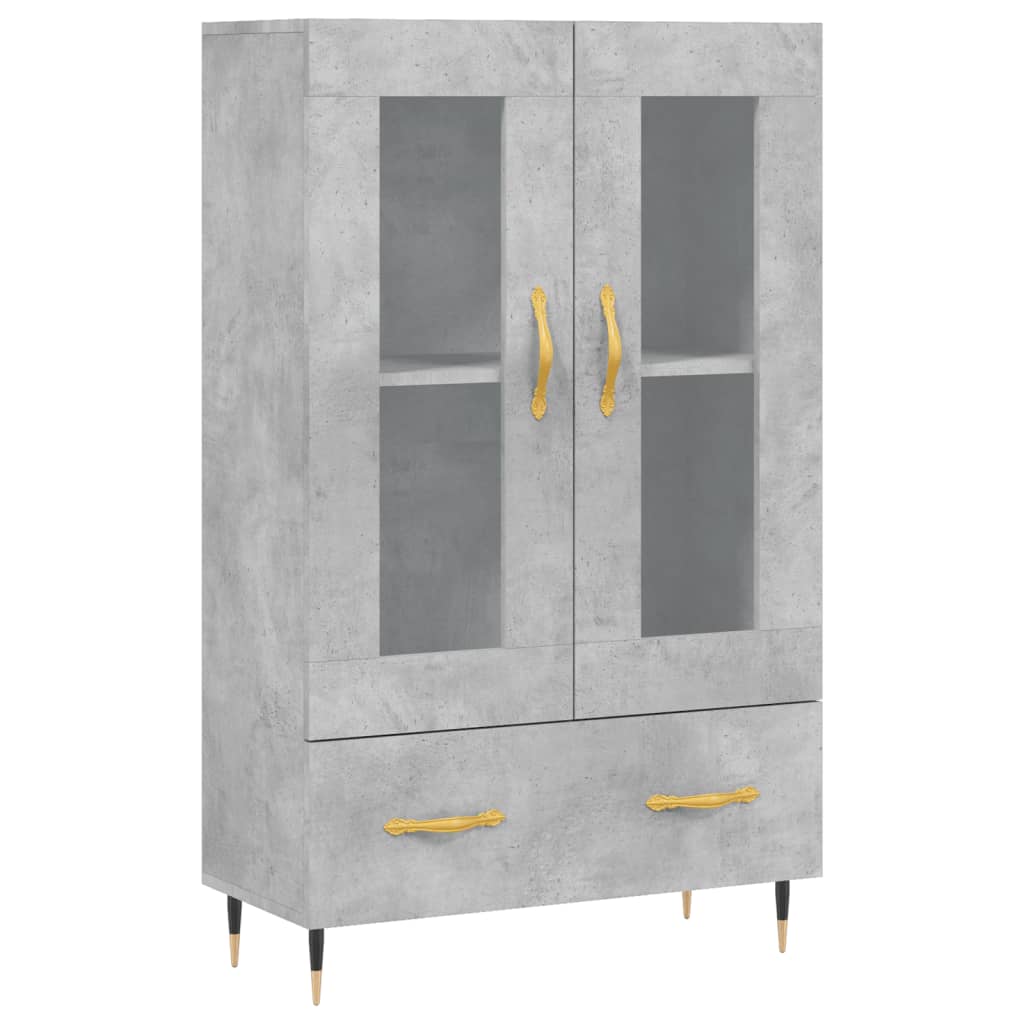 Credenza alta grigio cemento 69,5x31x115 cm in derivati ​​del legno